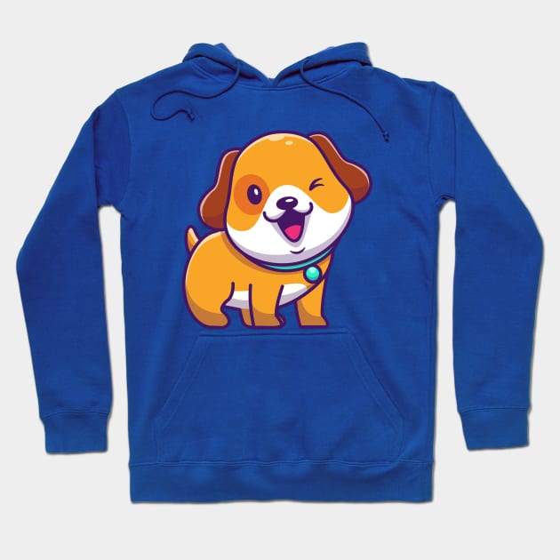 Cute Dog Wink Eye Cartoon Hoodie by Catalyst Labs